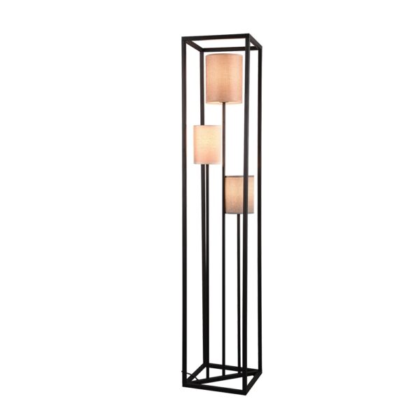 Vloerlamp met 3 stoffen kappen - E27 - 153 cm hoog - zwart