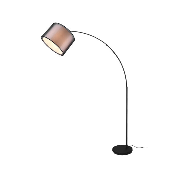 Design vloerlamp met rookglas kap - E27 - 171 cm hoog - zwart