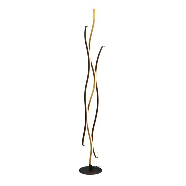 Design vloerlamp golvend - LED 138 cm hoog - zwart met messing