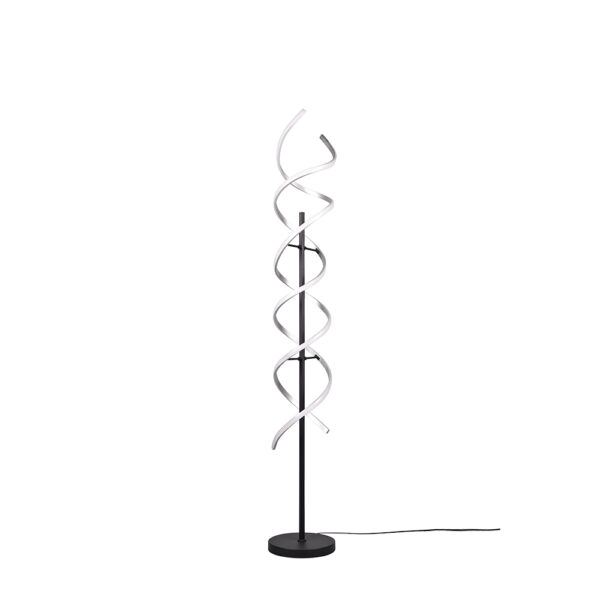 Vloerlamp spiraalvorm - LED - dimbaar - 150 cm hoog - zwart met aluminium