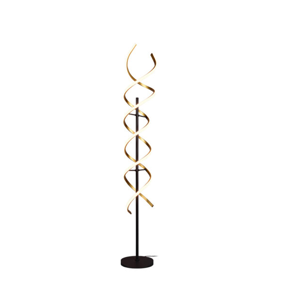 Vloerlamp spiraalvorm - LED - dimbaar - 150 cm hoog - zwart met messing