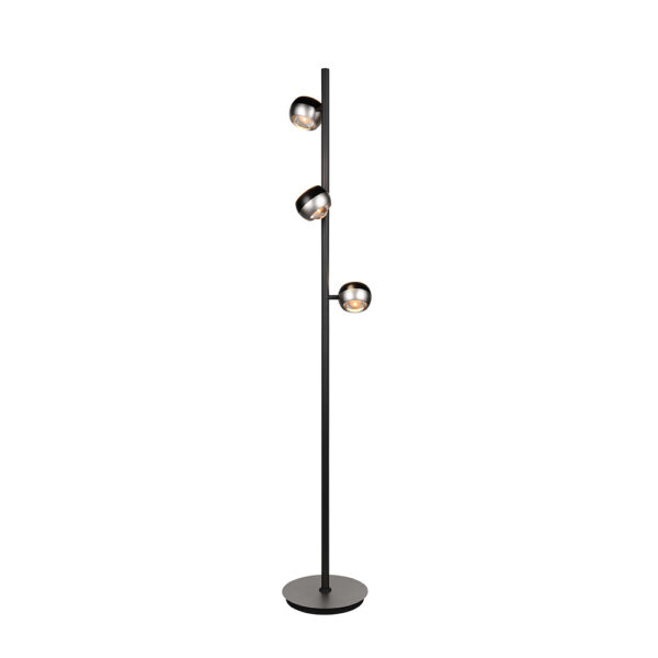 Vloerlamp 3 draaibare spots - LED - dimbaar -150 cm hoog - mat nikkel