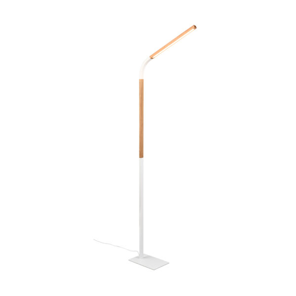 Moderne vloerlamp met hout - LED - dimbaar - 169 cm hoog - wit