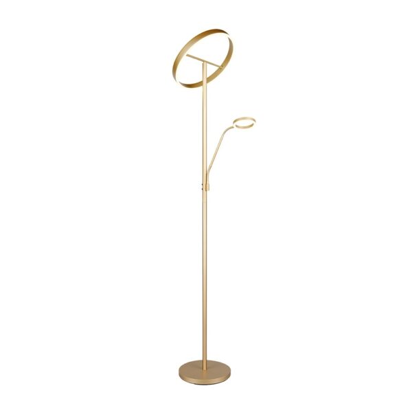 Vloerlamp met leeslamp - LED - dimbaar - 180 cm hoog - goud