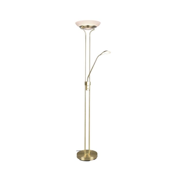Vloerlamp met leeslamp - LED - dimbaar - 180 cm hoog - messing