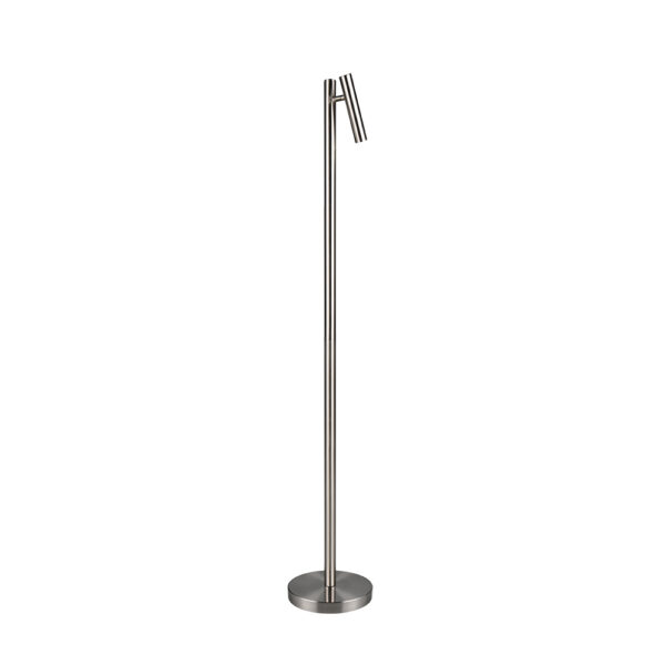 Oplaadbare vloerlamp met verstelbare spot - LED - dimbaar - 130 cm hoog - nikkel