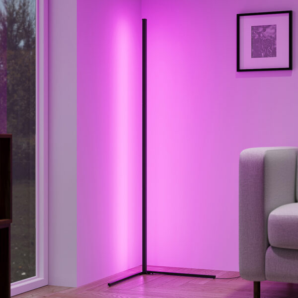 RGB vloerlamp met sound control - LED - 141 cm hoog - zwart