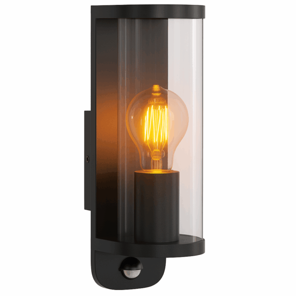 Buitenlamp met bewegingssensor - 12x8x28cm - E27 fitting - zwart