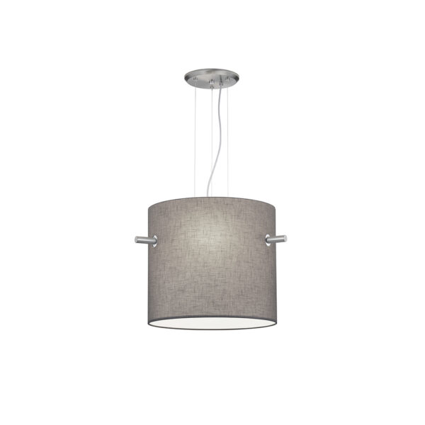 Klassieke hanglamp met stoffen kap - E27 - 150 cm hoog - nikkel