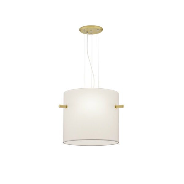 Klassieke hanglamp met stoffen kap - E27 - 150 cm hoog - messing wit