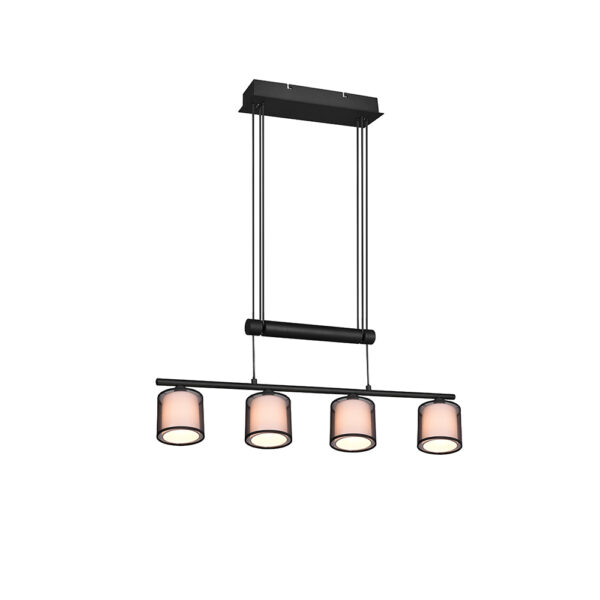 Stijlvolle hanglamp met 4 kappen - E14 - 150 cm hoog - zwart