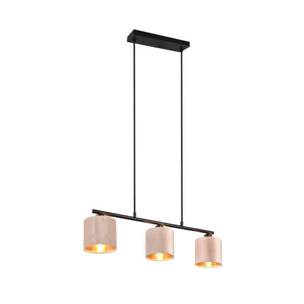 Hanglamp fluweel - E14 - 150 cm hoog - met gouden binnenkant