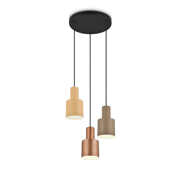 Design hanglamp 3 lichts - E27 - 150 cm hoog - metalen kappen - multicolor