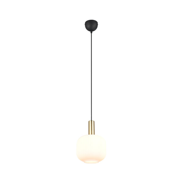 Design hanglamp opaalglas - E27 - 150 cm hoog - messing