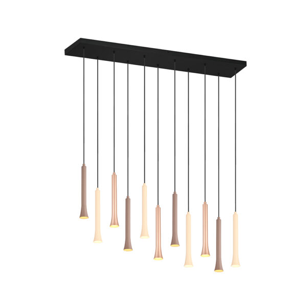 Elegante hanglamp met 11 spots - LED - dimbaar - 150 cm hoog - zwart