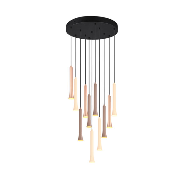 Design hanglamp met 11 spots - LED - dimbaar - 150 cm hoog - zwart