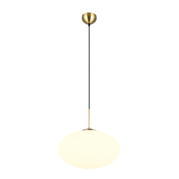 Moderne hanglamp opaalglas bol - E27 - 150 cm hoog - zwart