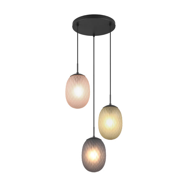 Design hanglamp met gekleurd glas - E27 - 150 cm hoog - zwart