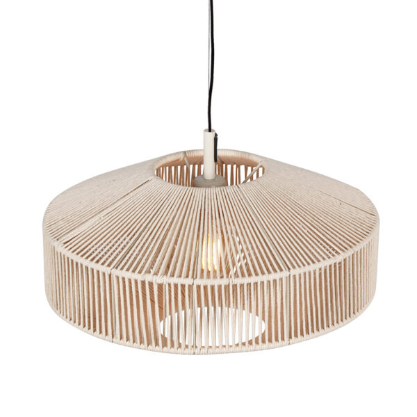 Boho hanglamp met katoenen draden - E27 - 150 cm verstelbaar - beige