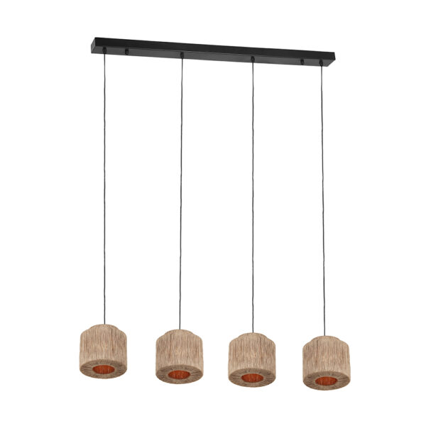 Boho hanglamp jute 4-lichts - E27 - 150 cm hoog - naturel