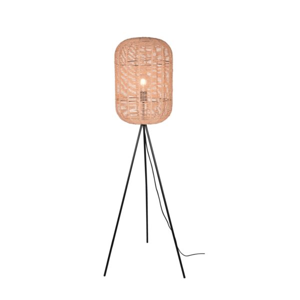 Boho vloerlamp met sisal kap - E27 - 150 cm hoog - zwart