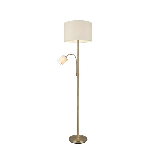 Vloerlamp met leeslamp - E27 fitting - 170 cm hoog - messing