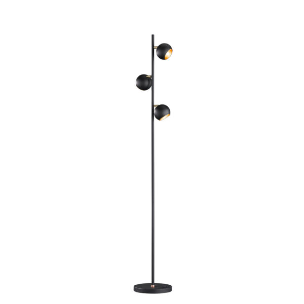 Industriële vloerlamp met verstelbare spots - G9 - 155 cm hoog - zwart