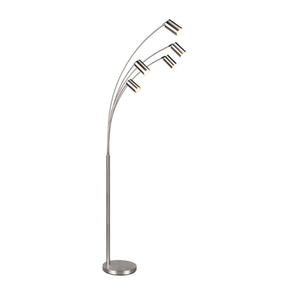 Industriële vloerlamp 5 verstelbare spots - GU10 - 200 cm hoog - nikkel