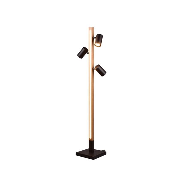 Vloerlamp met 3 spots - LED/GU10 fitting - 130 cm hoog - zwart