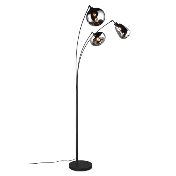 Design vloerlamp met amberglas - E14 - 200 cm hoog - zwart