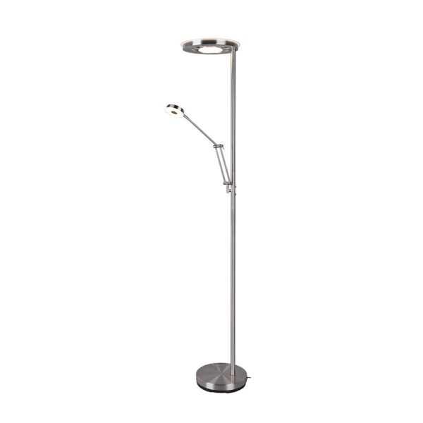 Moderne vloerlamp met leeslamp - LED - dimbaar - 181 cm hoog - nikkel