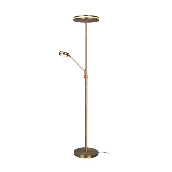 Vloerlamp met leeslamp - LED - dimbaar - 181 cm hoog - brons
