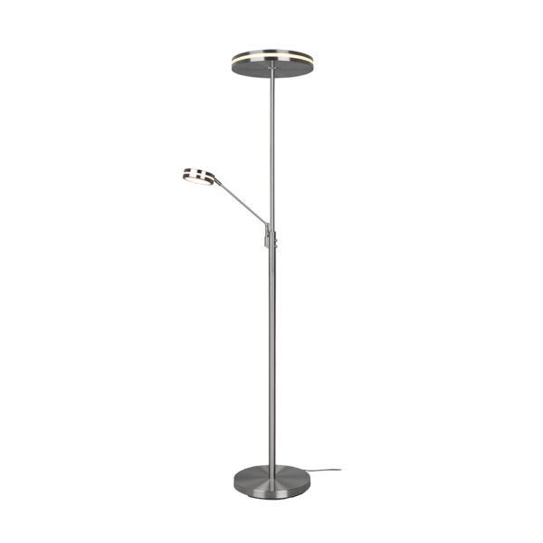 Vloerlamp met leeslamp - LED - dimbaar - 181 cm hoog - nikkel