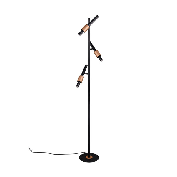 Design vloerlamp met 3 verstelbare spots - LED - 150 cm hoog - zwart
