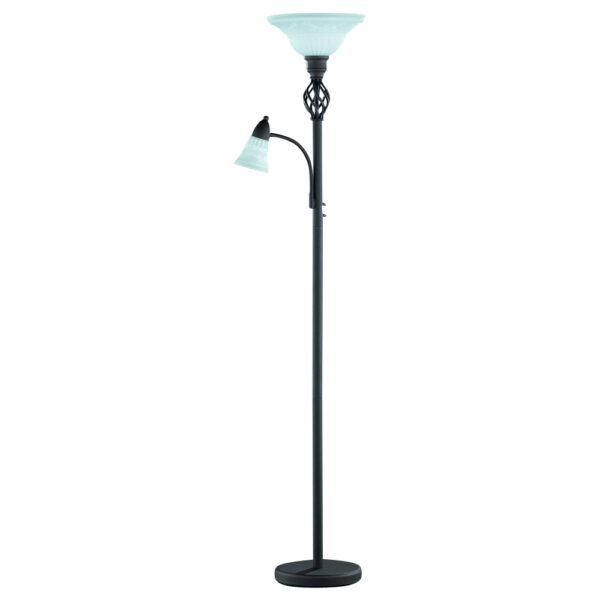 Landelijke vloerlamp met glazen kap- E27 - 180cm hoog - roestkleur