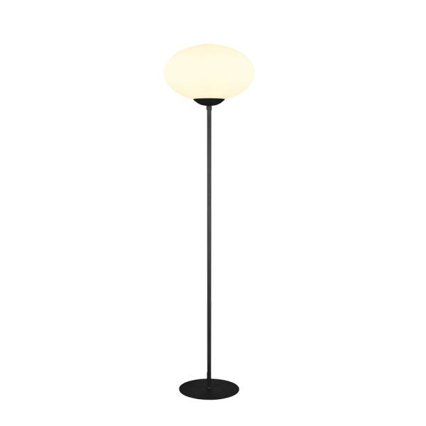 Vloerlamp met glazen bol - E27 fitting - 150 cm hoog - zwart
