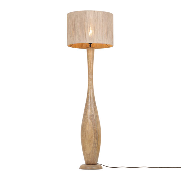 Boho vloerlamp hout met jute kap - E27 fitting - 135 cm hoog