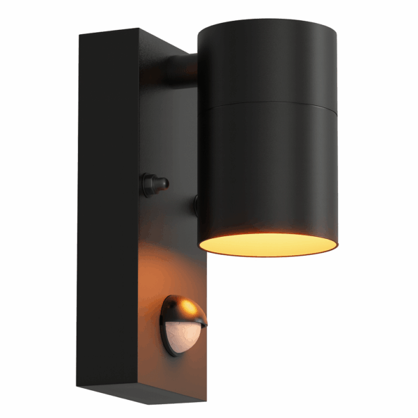 Buitenlamp met bewegingssensor - 11x7x15cm - GU10 fitting - zwart
