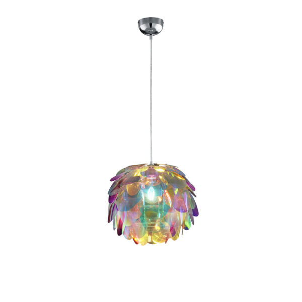 Hanglamp met transparante regenboogbladeren - E27 - 150 cm hoog - multikleur