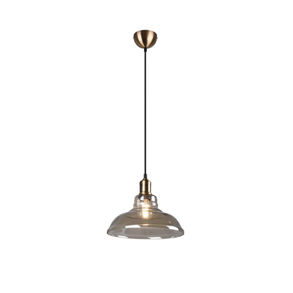 Industriële hanglamp met amberkleurig glas - E27 150 cm hoog - brons