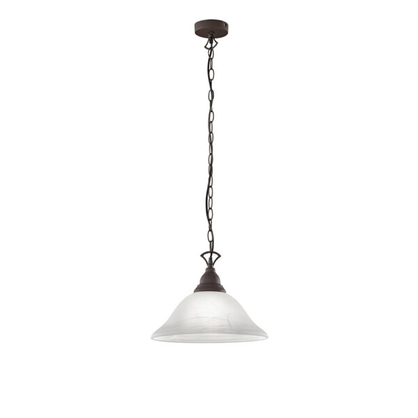 Landelijke hanglamp met albastglas - E27 - 130 cm hoog - roestkleur