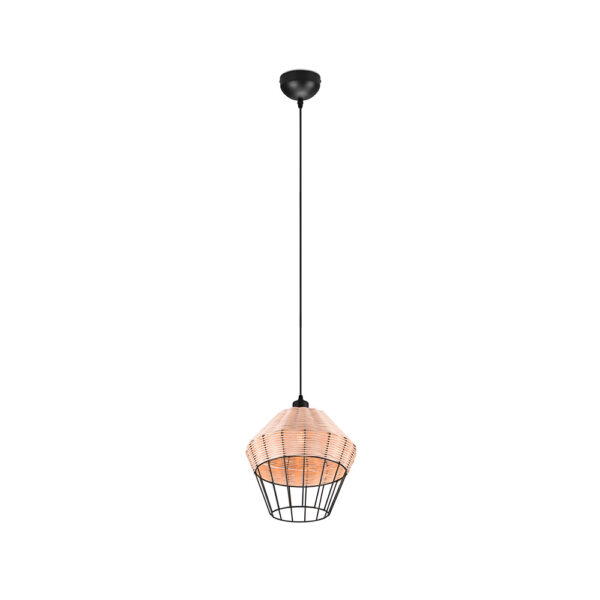 Boho hanglamp rotan - E27 - 150 cm hoog - zwart