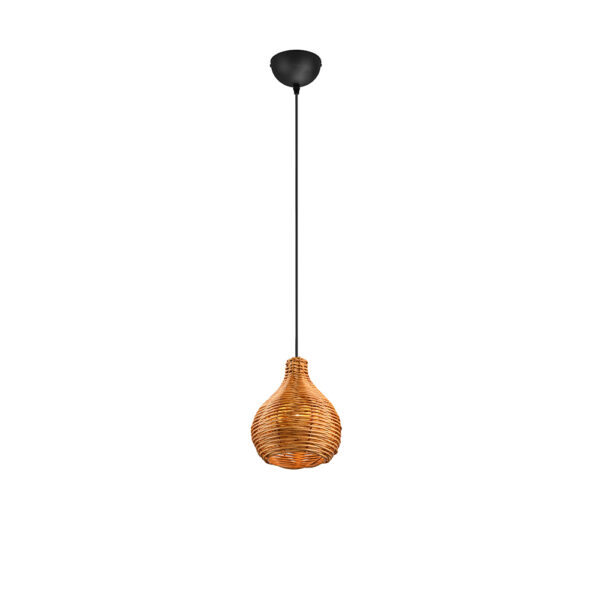 Boho hanglamp peervormig - E14 - 150 cm hoog - rotan naturel