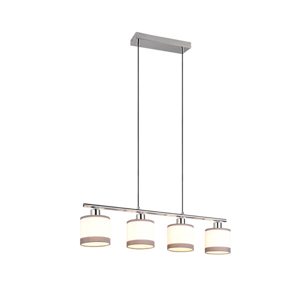 Moderne hanglamp met stoffen kappen - E14 - 150 cm hoog - chroom