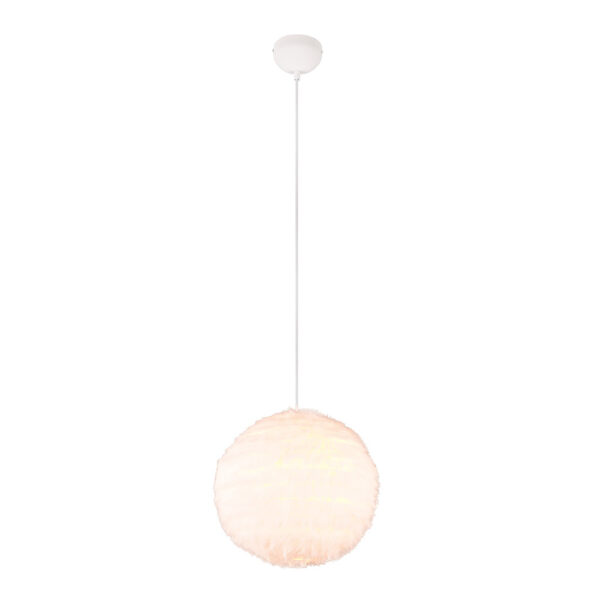 Hanglamp pluche bol - E27 - 150 cm hoog verstelbaar - wit