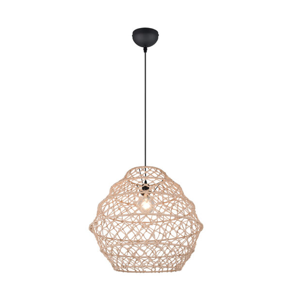 Hanglamp van hennep - bolvorm - E27 - 150 cm hoog - naturel - Ø60cm