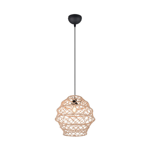 Hanglamp van hennep - bolvorm - E27 - 150 cm hoog - naturel