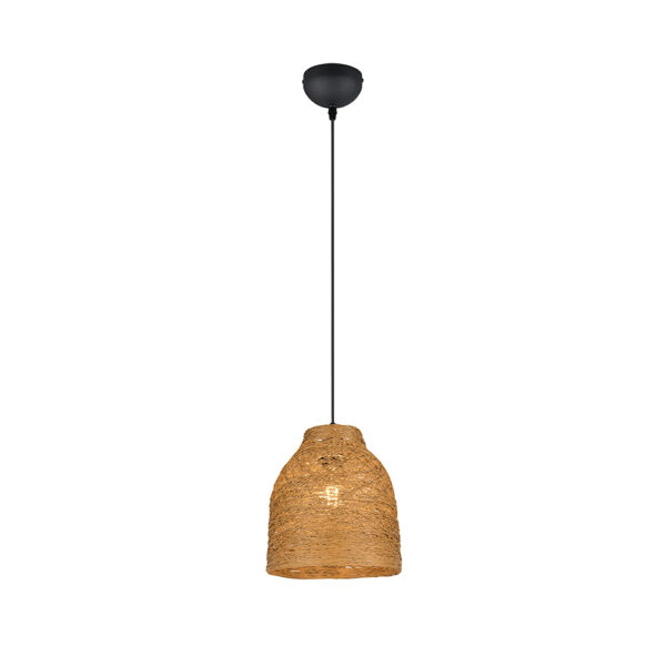 Boho hanglamp papiergaren - E27 - 150 cm hoog - bruin