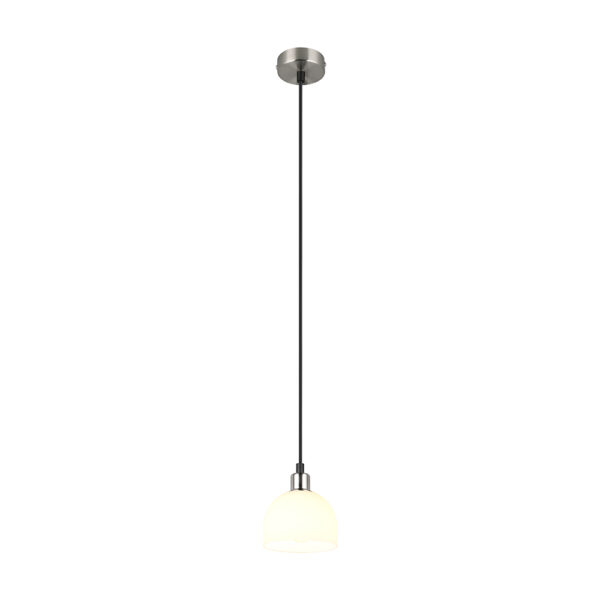 Moderne hanglamp met wit glas - E14 - 150 cm hoog - mat nikkel