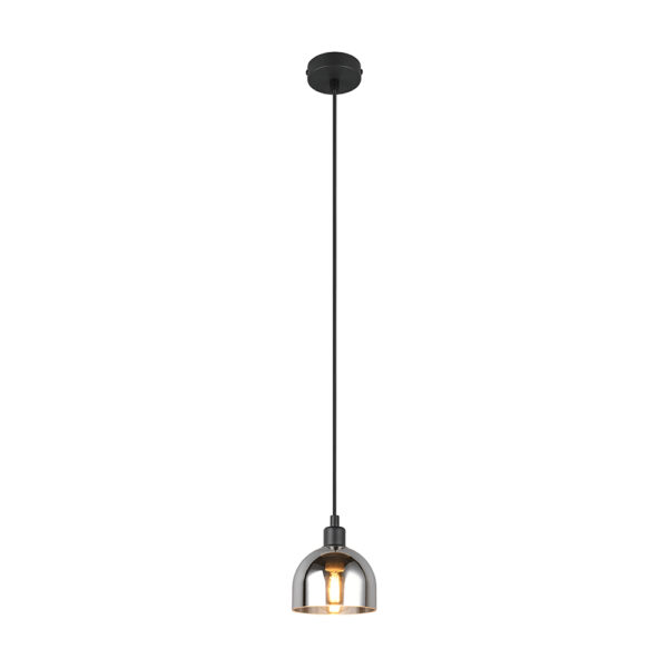 Hanglamp met verchroomd glas - E14 - 150 cm hoog - zwart